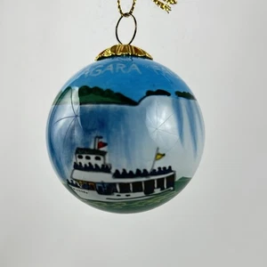 Bola de vidrio de recuerdo de las Cataratas del Niágara pintada a mano adorno de Navidad 2 pulgadas - Imagen 1 de 9