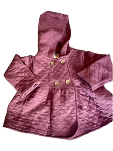 Carters Infant Girls Purple Size 18M Thermal Hooded Pea Coat - Picture 1 of 4