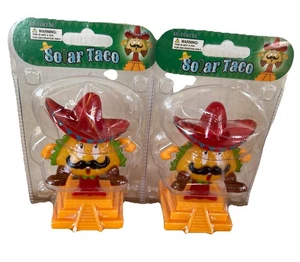 Solarbetriebenes tanzendes Wackelkopf-Spielzeug - 2er-Set Tacos Auto Armaturenbrett orangefarbene Basis neu - Bild 1 von 4