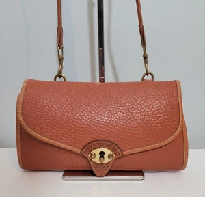 Vintage Dooney & Bourke Cavalry Pochette Clutch Umhängetasche hellbraun AWL Leder - Bild 1 von 17