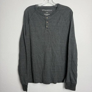 Camisa Henley Aeropostale XL Gris Oscuro Manga Larga Térmica Tejido Gofre Otoño Para Hombre - Imagen 1 de 4