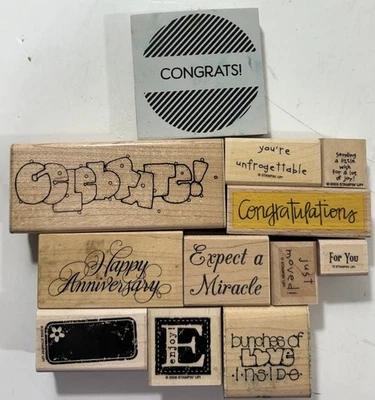 Lote De 12 Estampillas De Goma De Colección Saludos Felicidades Carta Aniversario Etc Foto 1 de 3