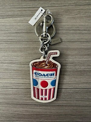 NUEVO CON ETIQUETAS Coach Bolso Batido Cuero Dije Llavero Plateado/Tiza Multi CU305 Foto 1 de 2