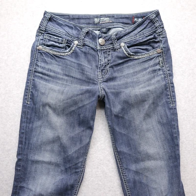 Silver Jeans Womens 28 Suki Mid Capri Blue Denim Medium Wash Mid Rise Straight - Image 1 of 4