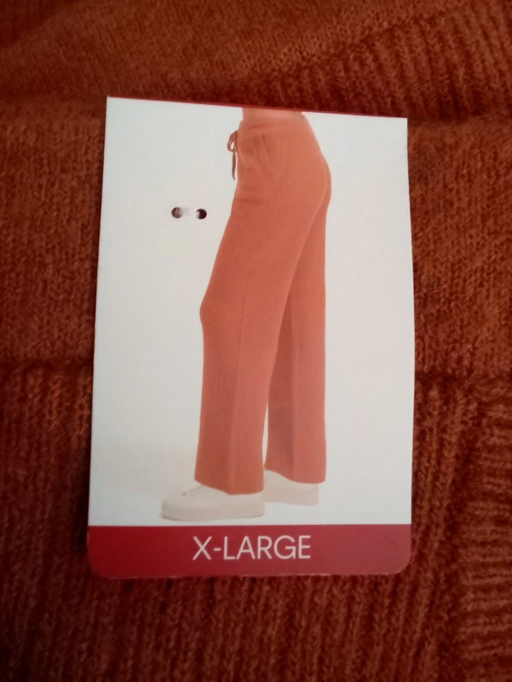 Womens DKNY Luxurious Cashmere Blend Ribbed Sweater Knit Lounge Pants XXL