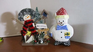Lot of 2 SNOWMAN FIGURES TABLE TOP DECORATIONS 5.25" Tall - Picture 1 of 5