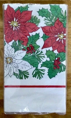 VTG ARTFAIRE Large Paper Table Cover, Holiday Poinsettias, 54” X 96”, NIP - Image 1 of 4