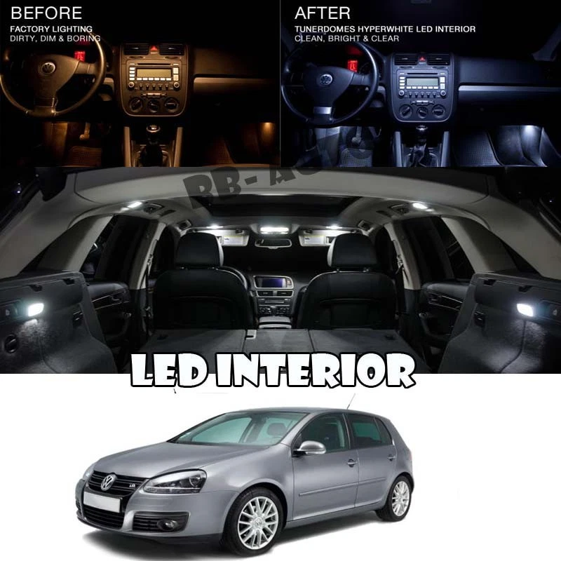 Kit de paquete completo de bombilla interior LED blanca para Volkswagen VW Golf MK5 06-09 Foto 1 de 1