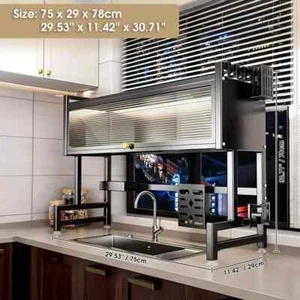 Mehrschichtig Schwarz Metall Küche Spüle Organizer mit Abtropffläche - Bild 1 von 3