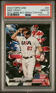 Difractor negro Mike Trout Topps WBC International Gems 2023 PSA 10 GEMA COMO NUEVO - Imagen 1 de 2