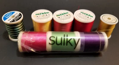 Sulky & Madeira Rayon machine embroidery thread 8 spools mixed colors - Image 1 of 3