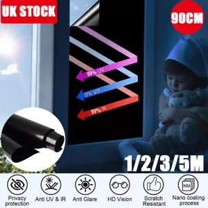 Total Blackout Privacy Glass Window Film Block Out 100% Light Black Tint Tinting - Picture 1 of 16