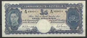 Commonwealth of Australia 1941 £5 Banknote Armitage/Mcfarlane R46 gVF #P-27 - Picture 1 of 2