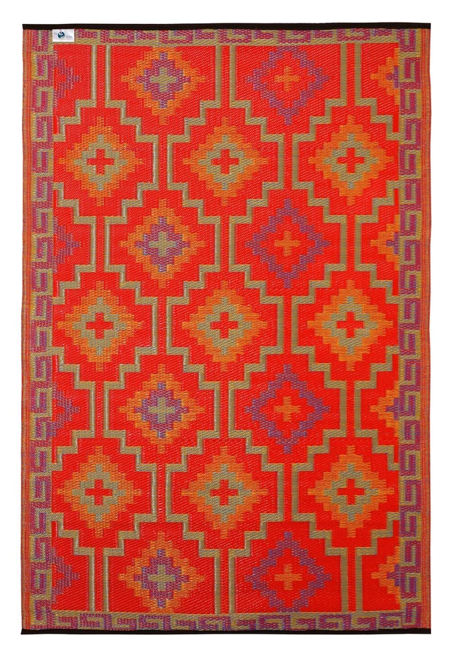 Recycled Plastic OutdoorRug Waterproof Reversible Lhasa Orange & Violet Moroccan - image 1 of 4