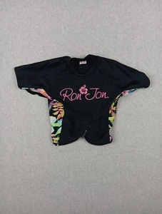 Ron Jon Surf Shop Rash Guard Youth Size 4 Tropical Print Black Short Sleeve EUC - Picture 1 of 4