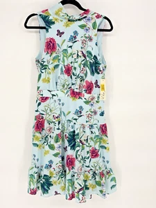 Eliza J Border Floral Multicolor Print Fit & Flare Dress Size 10 - Picture 1 of 19