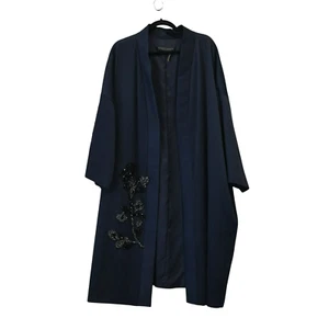 Marina Rinaldi Textured Overcoat Sz 31 US 22 3/4 Sleeve Blue Embellished Jacket - Picture 1 of 6