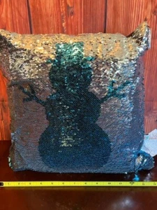 DEI Almohada Muñeco de Nieve Lentejuelas Reversible Mañana Navidad 15x15 Fibra Poliéster - Imagen 1 de 11