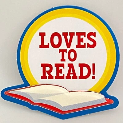 ~NUEVO~"ME ENCANTA LEER!" Libro rojo+amarillo+azul+blanco escuela álbum de recortes pegatina 3D Foto 1 de 2