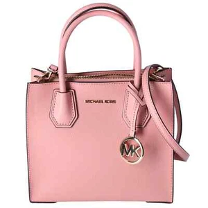 NWT Michael Kors Mercer Medium Pebbled Leather Crossbody Bag Primrose Pink - Picture 1 of 3