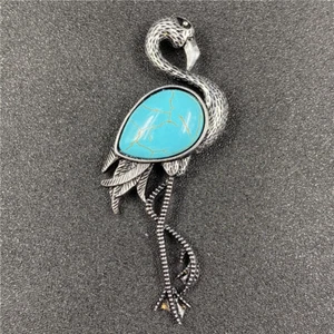 5pcs Agate Stone Flamingo Pendant Brooch Dual Purpose DIY Chakra Energy Reiki - Picture 1 of 21