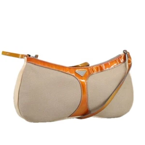 PRADA Shoulder Bag Satin Beige Auth 102126 - Picture 1 of 24