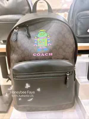 NWT Coach MEN'S West Backpack In Signature Camo/Checkerboard/Robot/Patches - Image 1 of 4