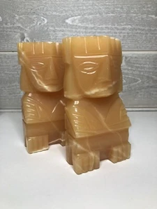 Vintage 8” Marble or Carved Stone Tiki Aztec Mayan Totem Bookends Made In Mexico - Imagen 1 de 8