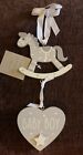 Gisela Graham Wooden Rocking Horse & Heart ~ Baby Boy ~ Hanging Sign~Baby Gift