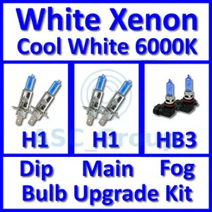 Cool White 6000K Xenon Headlight Bulb Set Main Dip Fog H1 h1 HB3 Kit - Picture 1 of 1