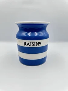 T G Green Blue And White Cornishware Lidded Label Jar - Picture 1 of 8