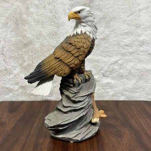 Bald Eagle Figurine Porcelain Statue Perched on Rock 8.5" Wildlife Decor MAFG102 - Picture 1 of 8