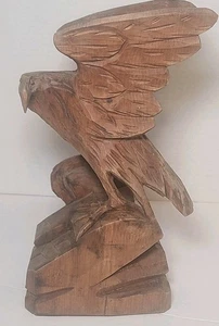 Vintage Hand Carved Wood Eagle Art Sculpture Figure 10" - Picture 1 of 14