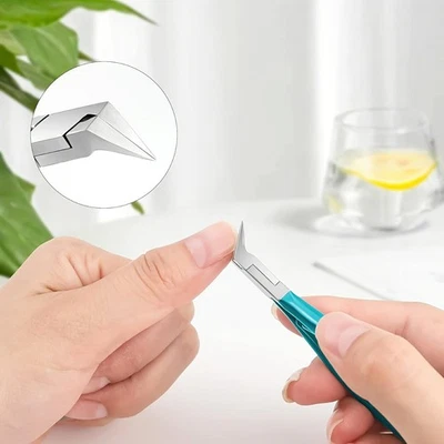 Tijeras de uñas de acero inoxidable, kit de aseo de punta puntiaguda de precisión para uñas Foto 1 de 4