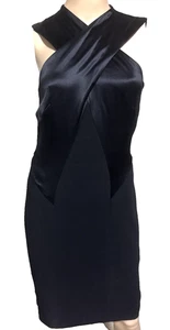 Vestido de Cóctel Ralph Lauren Colección Púrpura Etiqueta Pasarela Cuello Cruzado Negro EE. UU. 2 - Imagen 1 de 3