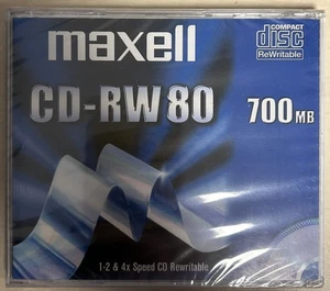 Maxell CD-RW 80 700MB Compact Disc CD 4x Speed Re-Writable Ref00412. - Photo 1/3