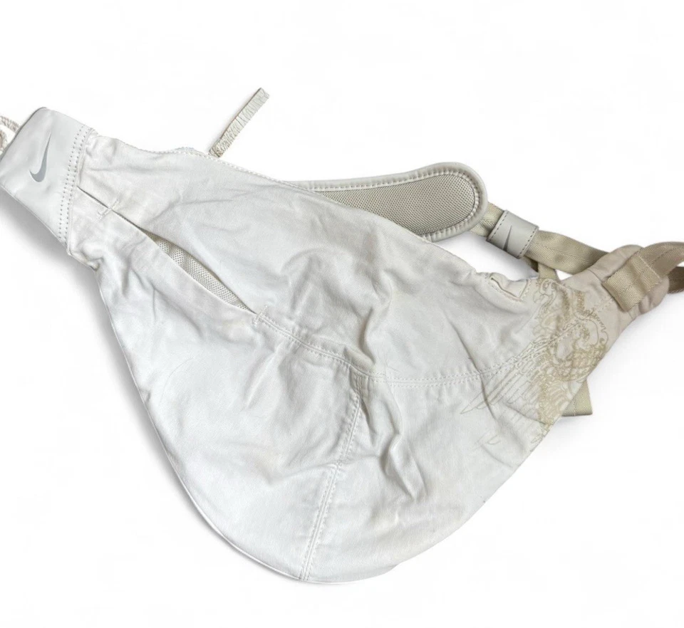 Nike Sling Bag Crossbody Vintage 90s/Y2k Era Cream With Leather And Mesh - Image 1 of 4