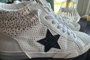 Vintage Havana Black Star Perforated High Top Sneakers Sz 8 White Cheetah Grey - Bild 1 von 23