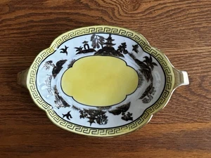 NIPPON HANDBEMALT GRIFF RELISH TABLETT MORIMURA M IM KRANZ LEUCHTEND GELB ANTIQ - Bild 1 von 12