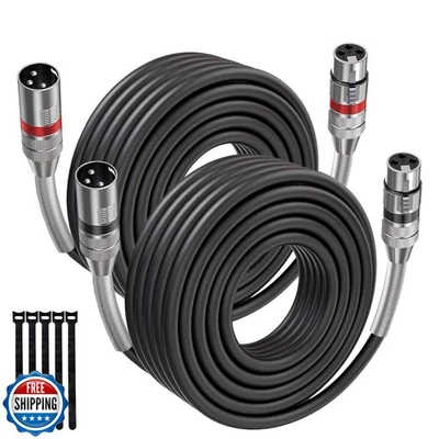 XLR Microphone Cable 40 Ft/2 Pack, Male to Female XLR Speaker Cables for Reco - Image 1 of 4