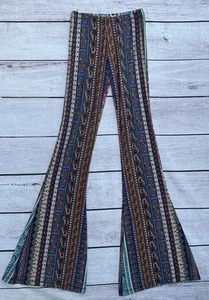 Pantalones acampanados geométricos boho pequeños altos Free People Novella Royale para mujer hechos en EE. UU. - Imagen 1 de 9