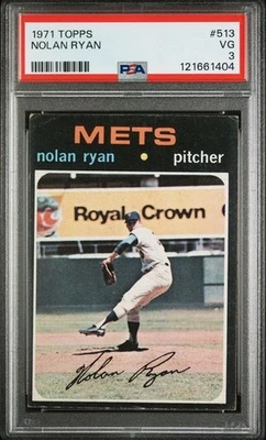 Tarjeta 1971 Topps Nolan Ryan New York Mets Angels Rangers Salón de la fama # 513 clasificación PSA 3 Foto 1 de 2
