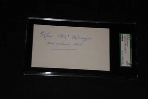 KEN McKENZIE SIGNED AUTOGRAPHED 3X5 INDEX CARD HOCKEY HALL OF FAME JSA SLABBED - Picture 1 of 1