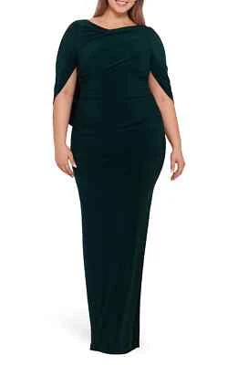 NEW BETSY & ADAM Drape Back Column GOWN Size 18W  $219 FOREST GREEN NORDSTROM - Image 1 of 2