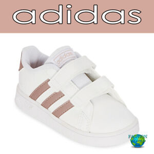 adidas Toddler Size 8K Grand Court l Shoes White/Rose Gold Ef0116  NIB