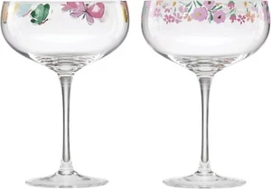 10 Oz Floral Brights Coupe Glasses, Set of 2, 2 Count, Multi - Picture 1 of 3