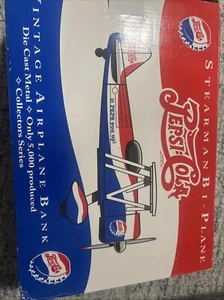 Pepsi Cola Stearman Bi-Plane Die Cast Vintage 90s Airplane Bank 1 of 5000 - Picture 1 of 5