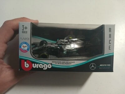 Mercedes AMG F1 W10 EQ #77 Bottas 2019 Burago 1:43 Fórmula 1 Stock EE. UU. Foto 1 de 4