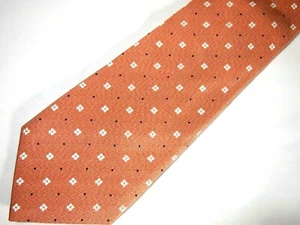 Tasso Elba Necktie Tie Orange White Floral Polka Dot 61" Long - Picture 1 of 4