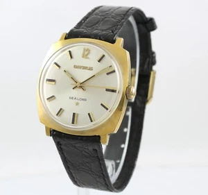 BENRUS Sea Lord 33mm Gold Tone Manual mecánico Swiss Mens Vintage reloj de pulsera - Imagen 1 de 12